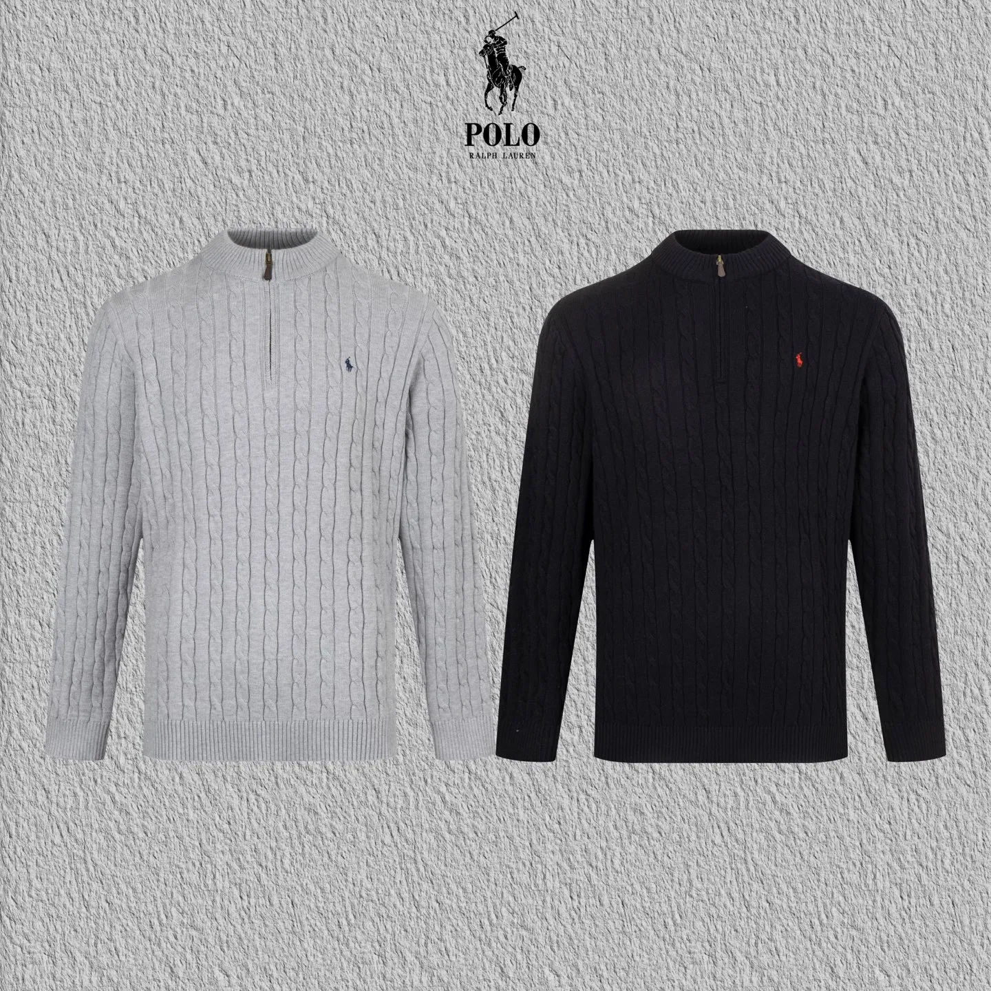 P240 Style No. B112 Raff half-zip twist embroidered knitted round neck sweater Official website counter consistent sweater High-elasticity imitation rabbit fur core-spun yarn fine knitted fabric Customized original lettering mold half-open zipper Popular Internet celebrity versatile OS version can be worn up to about 180 pounds Imported machine textile takes a month to match the sweater Three standards are complete Customized accessories Matching version Same style for men and women Colour: Gray Black Size: S M L XL Manual measurement error of about 1-3cm is normal